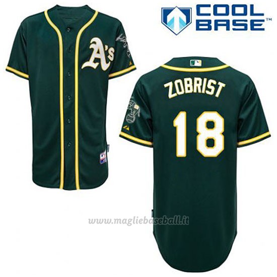 Maglia Baseball Uomo Oakland Athletics Ben Zobrist 18 Verde Alterner Cool Base
